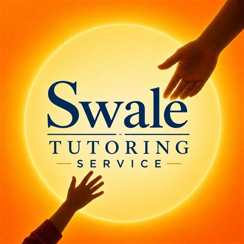 Swale Tutoring Service — an adult's hand reaching down to a child's hand reaching up, in front of a warm sun